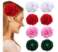 VEGCOO 8 fermagli per capelli con fiore di garofano, da donna, con fiore di Siviglia, pettine e accessori per fiere di aprile, feste e matrimoni