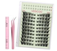 VEGCOO Ciuffetti Ciglia Finte, C Curl Fox Eye Cluster Lashes | Extension Ciglia Cat Eye Lashes 10-18mm Naturali Ciglia Finte Ciuffetti per Uso Personale a Casa