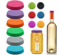 VEGCOO Set di 18 contenitori per bevande, tappi in silicone, tappi per bevande in silicone, coperchi per lattine di birra, capsule colorate per beer saver, tappo per bottiglie, colore: Multicolore
