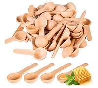 Vegena 100 cucchiai in legno piccoli, rotondi in legno, con manico corto, cucchiaio per spezie, miele, caffè, sale, barattoli per marmellate, zucchero, bambini (6,8 cm)