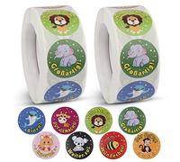 Vegena 1000 Adesivi Motivazionali per Bambini - Adesivi per Ricompensa - Scuola Elementare Tedesca - Adesivi Motivazionali con Otto Diversi Motivi Colorati per Insegnanti, Genitori, Allievi