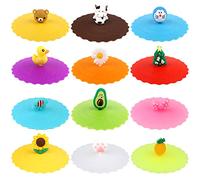 Vegena 12 coperchi in silicone per bicchieri - Coperchio in vetro silicone 10 cm - Coperchio in silicone anti-polvere, tappo a prova di perdite, coperchio per caffè e birra, bicchieri da vino