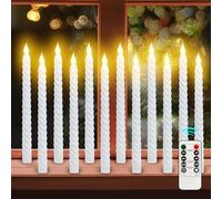 Vegena 12 Pezzi Candele Coniche A Led, Candele Led Senza Fiamma, Candela Conica Elettrica, Candele A Spirale Con Telecomando E Funzione Timer Per Natale, Matrimoni, Chiese, Feste