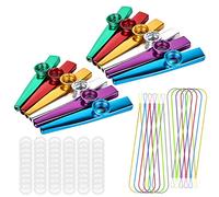 Vegena 12 Pezzi Kazoo in Metallo, Kazoo Strumenti Musicali, con 60 Membrane e 12 Cordone