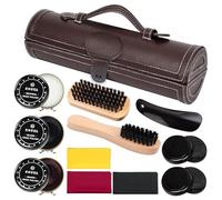 Vegena 12 Pezzi la Cura delle Scarpe Set - Con Spazzole per Scarpe, Crema per Scarpe, Panno per Lucidare, Calzascarpe, Spugna, Kit per la Pulizia e la Lucidatura delle Scarpe in Pelle