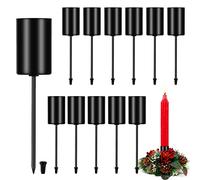 Vegena 12 Pezzi Portacandele Metallo Nero, Candelabro per Corona Dell'avvento, Portacandele Corona Avvento, Candelieri Metallo Conici Mini, Candelieri Lume Candela La Cena Portacandele da Tavolo