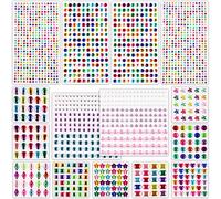 Vegena 1802 Pezzi Autoadesivo Cristallo Strass, Fai da Te Adesivi Strass, Colorata Autoadesivo Gemma, Molte Forme, Brillantini Adesivi per Decorazione Make Up Chiodi,Viso,Corpo,Cellulari