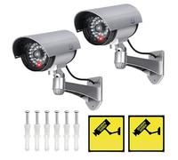 Vegena 2pcs Telecamera Finta, Videocamera Fittizia, Telecamera Di Sicurezza Videocamere Finte Telecamera Fittizia Telecamere Fittizie Con Luce Led Lampeggiante Per Uso Interno O Esterno Argento