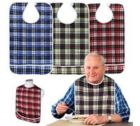 Vegena 3 Bavaglini Impermeabili per Adulti e Anziani, Lavabili Con Bottoni a Pressione, Protettivi per Uomini e Donne Disabili, Blu+Rosso+Marrone, Taglia Unica