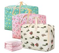 Vegena 3 pezzi borsa grande - tessuto Oxford custodia per coperte, organizer per vestiti, borsa per il trasloco con doppia cerniera (60 x 50 x 28 cm)