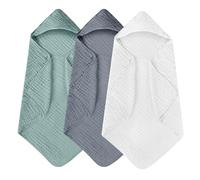 Vegena 3 Pz Accappatoio Neonato, Asciugamano Da Bagno per Bambini, Asciugamano Neonato Con Cappuccio 80 x 80cm, Asciugamani Con Cappuccio Per Bambin, Morbidi e Assorbenti per Bambini 0-2 Anni