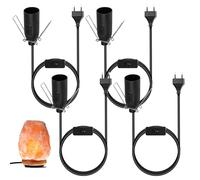 Vegena 4 Pezzi Portalampada E14 Con Interruttore, Cavo Per Lampada Di Sale, Con Interruttore E Cavo Di Alimentazione, 1,8 M E14 Portalampada Ideale Per Lampade E Luci Colore: Nero
