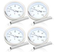 Vegena 4 termometri di posa per tubo di riscaldamento, bimetallo, termometro industriale, visualizzazione della temperatura con molla a clip, termometro 0-120 °C, 63 mm