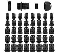 Vegena 40 Pezzi Connettori Pressacavi Impermeabili,Pressacavi Regolabile 3-15mm PG7 PG9 PG11 PG13.5 PG16,Pressacavi Sigillati,Pressacavo Elettrico per Casa, Giardino, Illuminazione Esterni(Nero)