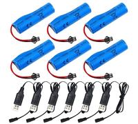 Vegena 6 Pezzi 3,7 V 1200 Mah Batteria Ricaricabile Agli Ioni Di Litio Li Ion Power Batteria Di Ricambio 18650 Con 4 Caricabatterie USB Spina SM-2P per Barche, Carri Armati, Auto, Veicoli Rc, Robot
