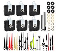 Vegena 6 pezzi di movimento per orologio da parete, set di movimento silenzioso, movimento con lancette, coppia alta, movimento a onda lunga, meccanismo di movimento al quarzo, con 10 set di lancette,