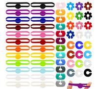 Vegena 60 Pezzi Segna Bicchieri Calici, Segnabicchieri Siliconec, Segna Bicchiere Silicone Riutilizzabile Segnabicchieri Colorati Identificatore del Bicchiere di Vino per Bicchiere da Vino Cocktail