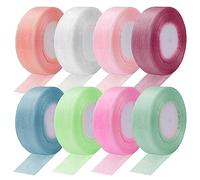 Vegena 8 rotoli di nastro in organza trasparente per regali di nozze, Natale, Ringraziamento, artigianato, torte, 2 cm x 45 m