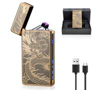 Vegena Accendino Elettrico Al Plasma Dual Arco Con Indicatore Della Batteria, USB Ricaricabile, Antivento per Candele Grill (Drago)