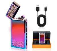 Vegena Accendino elettronico USB, antivento, accendino ad arco elettrico con touch screen, doppio ARC, idea regalo (multicolore)