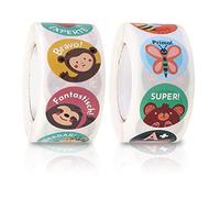 Vegena Adesivi motivazionali per bambini, 1000 pezzi, autoadesivi, per la ricompensa, per insegnanti, per la scuola