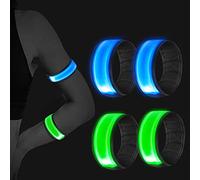 Vegena Bande catarifrangenti 4PCS, Braccialetti a LED riflettenti Fascia da Braccio a LED Alta visibilità Luce di Sicurezza Fascia per Caviglia Notturna Ciclismo Jogging Escursionismo Salvataggio Cane
