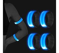 Vegena Bande catarifrangenti 4PCS, Braccialetti a LED riflettenti Fascia da Braccio a LED Alta visibilità Luce di Sicurezza Fascia per Caviglia Notturna Ciclismo Jogging Escursionismo Salvataggio Cane