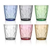 Vegena Bicchieri Acqua Colorati 300 ml - Set da 6 Bicchieri di Plastica, Bicchieri Cocktail, Bicchieri da Succo, Bicchieri Alti con Effetto Cristallo, Ideali per Succo, Caffè Freddo, Bibite Gassate