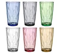 Vegena Bicchieri Acqua Colorati 470 ml - Set da 6 Bicchieri di Plastica, Bicchieri Cocktail, Bicchieri da Succo, Bicchieri Alti con Effetto Cristallo, Ideali per Succo, Caffè Freddo, Bibite Gassate