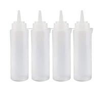 Vegena Bottiglia Squeeze di Plastica, 4pcs 240ml Flacone Dosatore con Tappi, Trasparente Condimento Dispenser Bottiglie di Condimento per Spremere per Salsa Condimento Ketchup Maionese Olio Sciroppo
