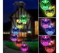 Vegena Campanelli Eolici Solare, Campane a Vento Solare Che Cambiano Colore Luce a LED Gufo Impermeabile per Esterni Regali di Festival Giardino Terrazza Cortile Decorazione