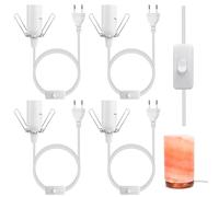 Vegena Cavo Porta-Lampada Con Interruttore,4 Pezzi 1,8 m,E14,250V,Spina Portalampade,Portalampade A Sospensione,Cavo Con Lamapadina Per Cucina Del Soggiorno,Lampade Da Terra(Bianco)