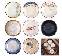 Vegena Ciotole in ceramica Art Déco, confezione da 8, diametro 10 cm, altezza 2,5 cm, multicolore, realizzate a mano, lavabili in lavastoviglie, adatte al microonde, ideali per antipasti, dessert