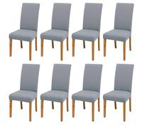 Vegena Coprisedie con Schienale, 8 Pezzi Fodere Coprisedia Elasticizzati, Coprisedie Elasticizzati con Schienale, Coprisedie Elasticizzato da Soggiorno per Casa Décor, Hotel, Festa - Grigio chiaro