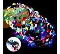 Vegena Corona di Fiori LED: 12 pezzi Cerchietti Fioriti Luminosi, Diadema LED per Decorazione di Feste Matrimonio (Carta, 10 LED)