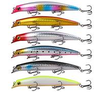 Vegena Esca Artificiale da Pesca, 6 Pezzi Bionica, Galleggianti con Gancio a Drilling per Pesci Predatori