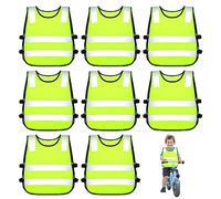 Vegena Gilet Alta visibilità Bambini, 8 Pezzi Giubbotto Catarifrangente Bambino, Giubbotto di Sicurezza per Bambini per Corsa Ciclismo Escursionismo e Gite Scolastiche Universale per 3-12 Anni