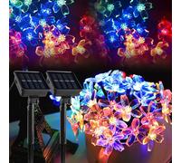 Vegena Impermeabile Luci Fiore Stringa,2 Pezzi 9.5M 50 LED 8 Modalità Fiori di Ciliegio Luci Solari,Giardino Di Fiori Luci Fata,Ghirlanda luminosa Solare Esterna Per Giardino