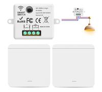 Vegena Interruttore luce radio, interruttore wireless, interruttore luce wireless, interruttore radio, ricevitore di sicurezza Rf, 433 MHz, con ricevitore, 2 pezzi