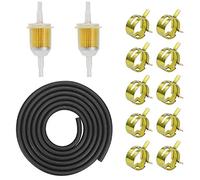 Vegena Kit Filtro Tubo Carburante Benzina a Vuoto, 2m Ø5mm Linea Carburante Gasolio e 2pz Ø6mm/8mm Filtri Carburante e 10pz Fascette Stringitubo per Moto e Auto