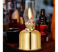 Vegena Lampada a Petrolio, Lanterna in Metallo e Vetro, Antivento, Antica Vintage, Trasparente (Dorato)