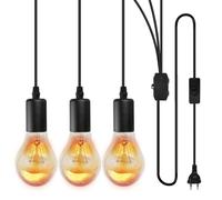 Vegena Lampada A Sospensione Con Spina E Interruttore, Lampada A Sospensione, Lampade A Sospensione E27, Plafoniera A 3 Luci Ideale Per L'illuminazione A Soffitto Di Tavoli Da Pranzo, Cucine, Loft