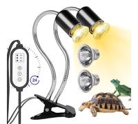 Vegena Lampada Riscaldante Tartarughe,25W 50W UVA/UVB Lampada Riscaldante Per Tartaruga,Lampada Per Tartarughe Con 2 Lampadine,Lampada Riscaldante Per Rettili Per Anfibi,360° Rotazione