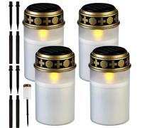 Vegena Lumini Cimitero LED, Lume Funerale a LED, Lumino Cimitero Impermeabile, 4 Pezzi Lumino Led per Cimitero, Lumini Cimitero Led Batteria, Lumino Elettrico per Cimitero per Cimitero