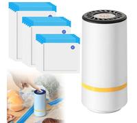 Vegena Macchina per sottovuoto con 15 sacchetti sottovuoto, macchina per sottovuoto, mini sottovuoto a mano, saldatrice elettrica riutilizzabile per conservare alimenti (bianco)