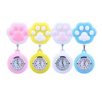 Vegena Orologi da infermiera, 4 pezzi, orologio da infermiera, custodia in silicone, orologio da taschino, orologio da tasca con clip per uomo e donna, bianco, rosa, blu, giallo