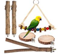 Vegena Perchetti in Legno Naturale: 6 Pezzi Perchetti a Forchetta Naturale per Uccelli, Giocattolo Multifunzionale per Masticare e Arrampicare, per Parrocchetti e Pappagalli (Forme Variate)