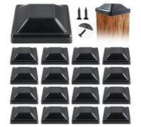 Vegena Set di 16 tappi per pali di recinzione, 9 x 9 cm, tappo a tubo quadrato, tappi in plastica per pali di recinzione, viti incluse