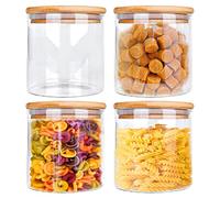 Set di 4 Barattoli Vetro con Coperchio, 650ml Barattoli Cucina Vasetti Vetro Piccoli, Barattoli Ermetici per Alimenti, Barattoli Vetro Ermetici