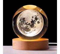 Vegena Sfera di Cristallo 3D, 8 cm 3D Sfera di Cristallo, Luce Notturna con Base LED, 3D Pianeta Galassia, USB Luce Notturna Night, Lampada da NotteDecorazione per bambini